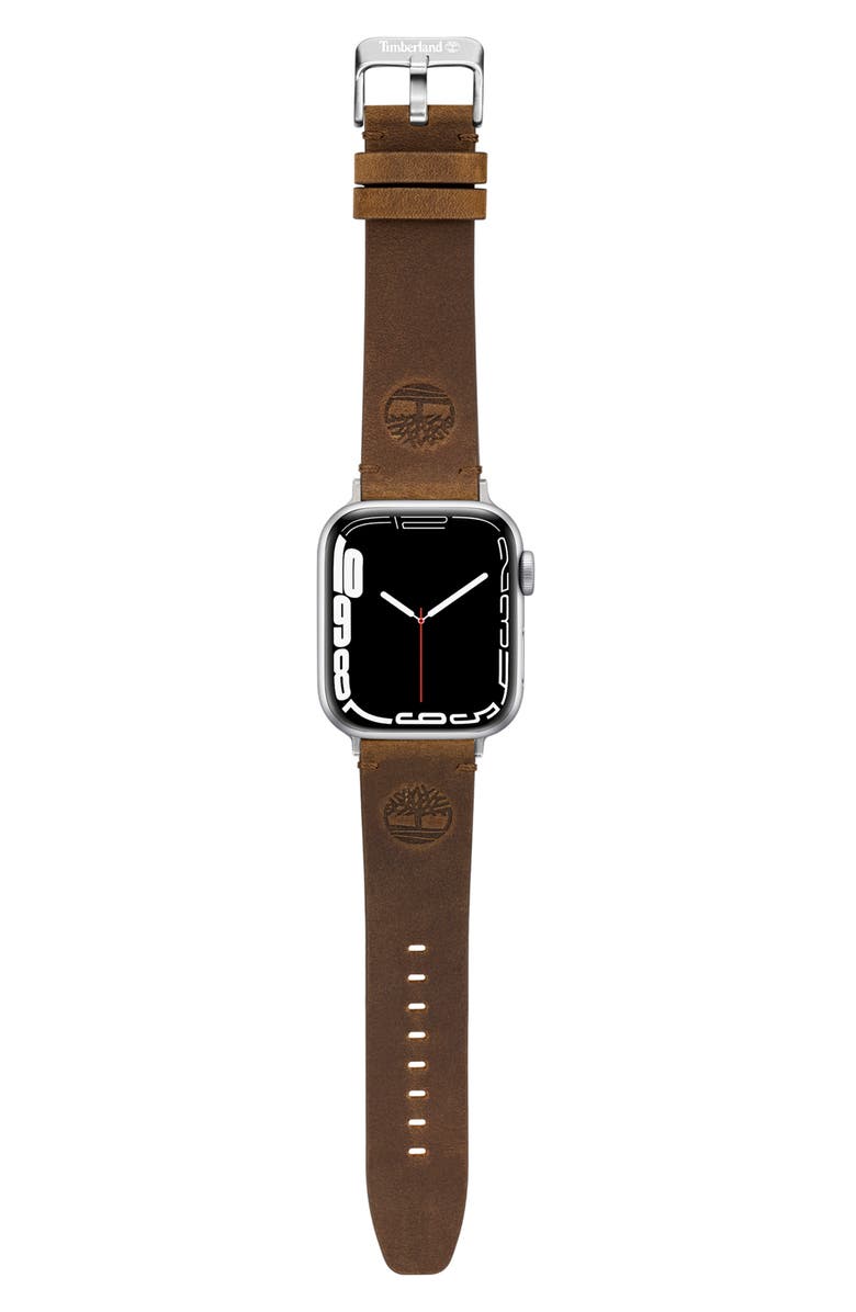 Timberland Leather 22mm Smart Watch Watchband, Alternate, color, Brown