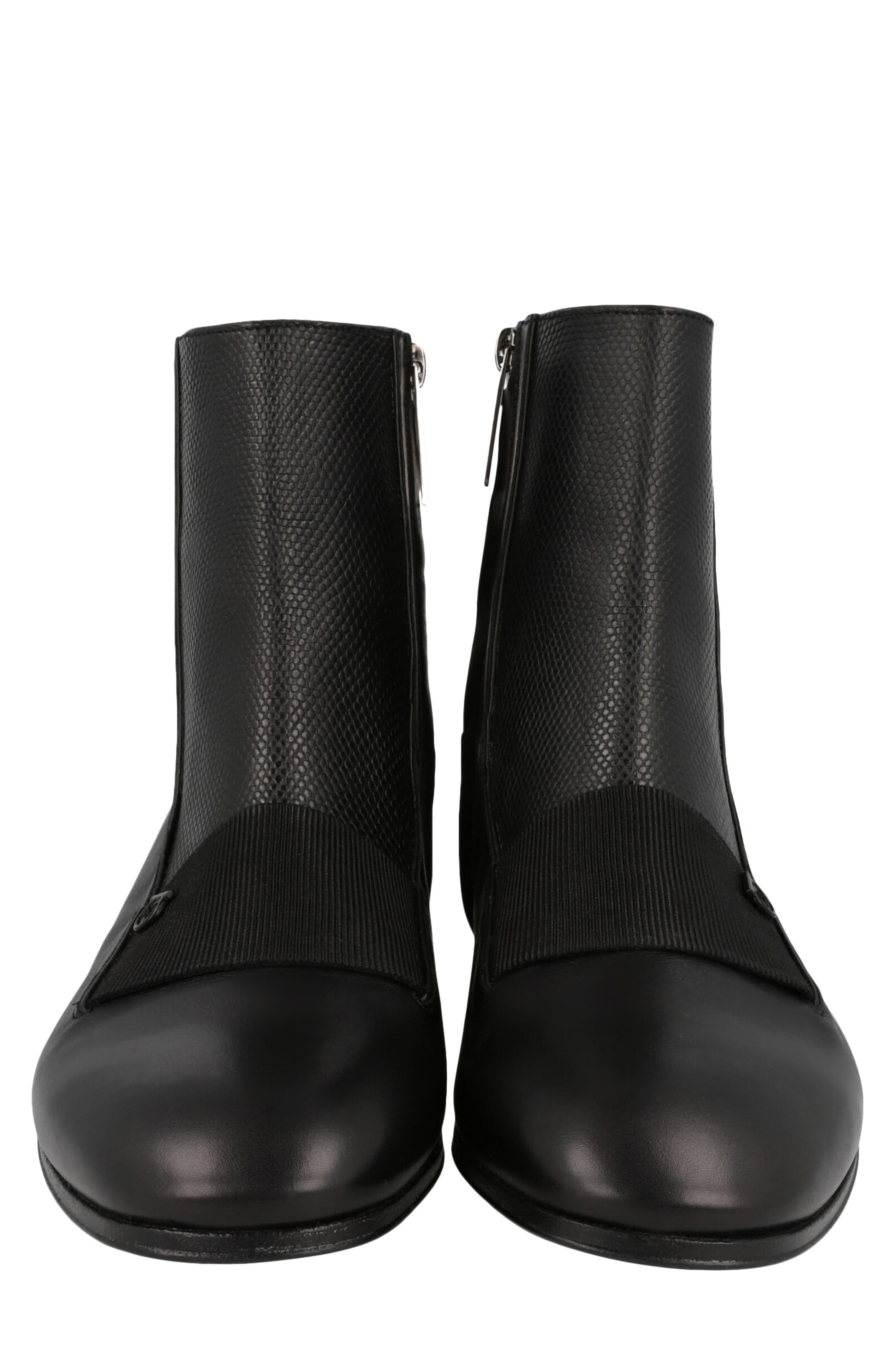Geminiano Gancini Leather Bootie, Alternate, color, BLACK