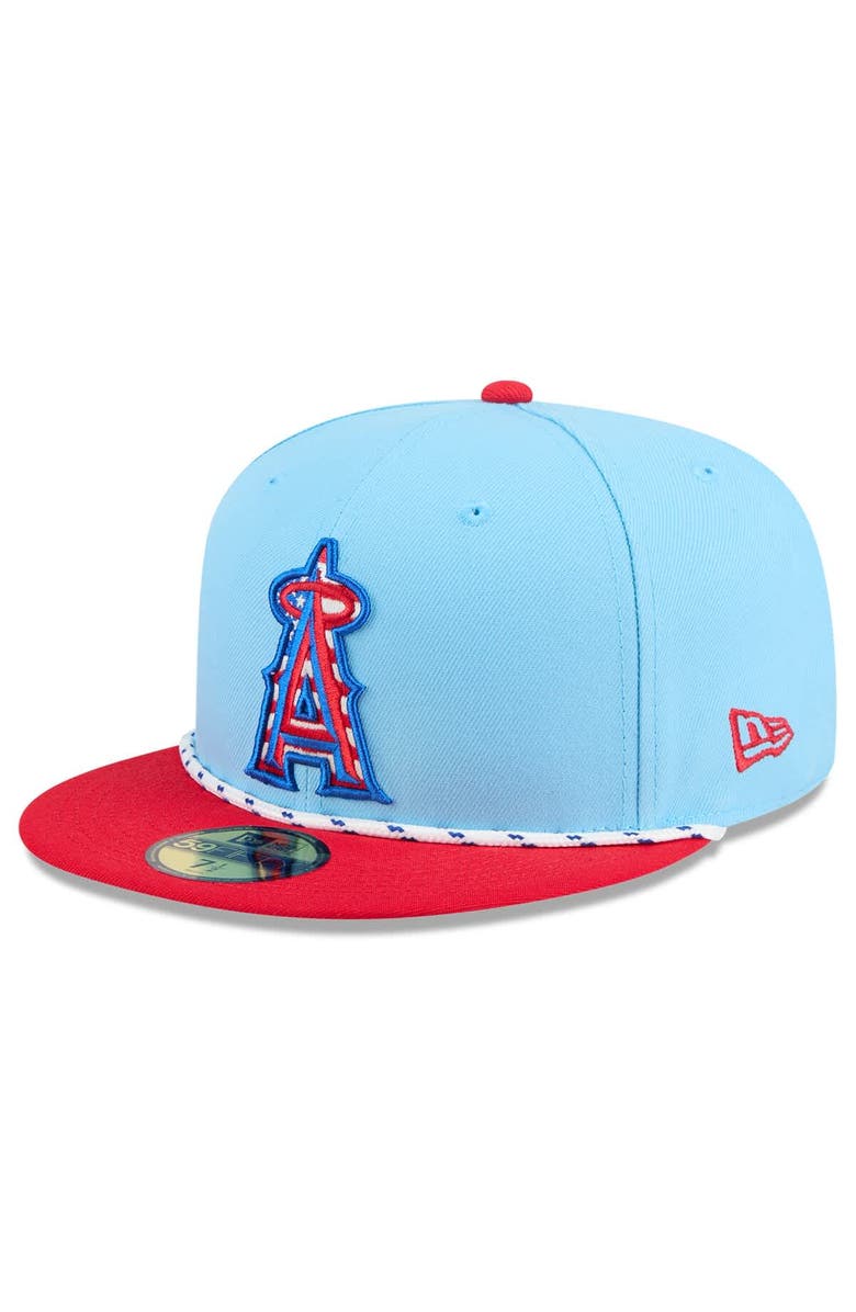 New Era Men's New Era Light Blue/Red Los Angeles Angels 2025 Fourth of July 59FIFTY Fitted Hat, Main, color, Light Blue