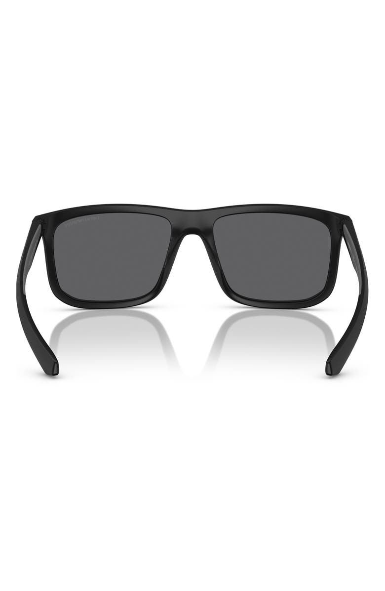 Emporio Armani 57mm Polarized Square Sunglasses, Alternate, color, Matte Black / Grey Polar