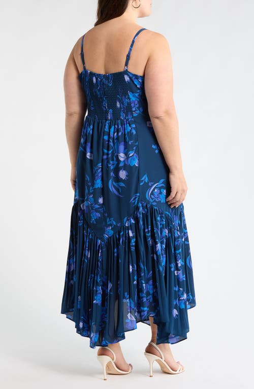Sugarlips Niva Floral Hendra Pleated Midi Dress In Blue