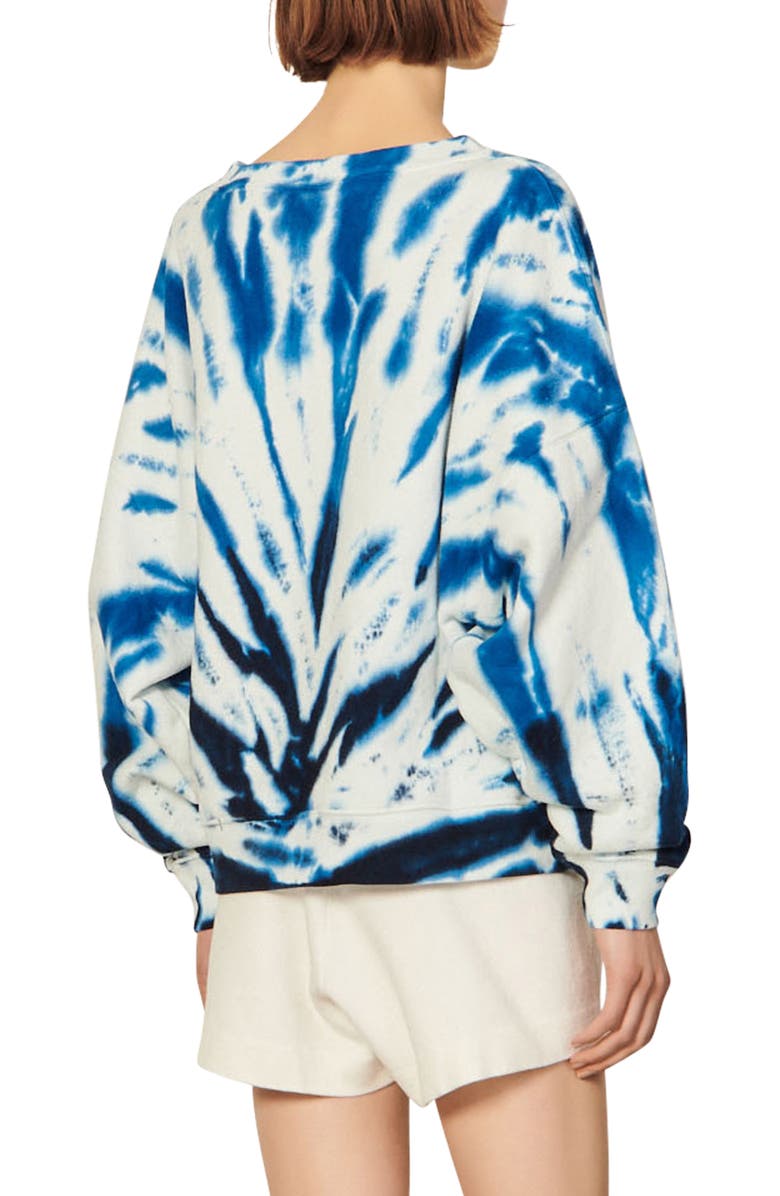 SANDRO sadro Trevise Tie Dye Cotton Sweatshirt, Alternate, color, Bleu/Blanc