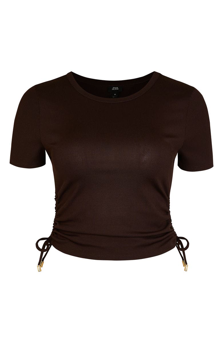 River Island Women's Rib Side Ruched T-Shirt, Alternate, color,