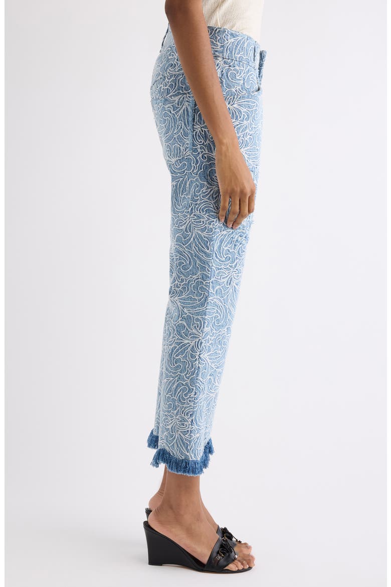 Ombeline Ripped Embroidered Crop Flare Jeans, Alternate, color, BLUE