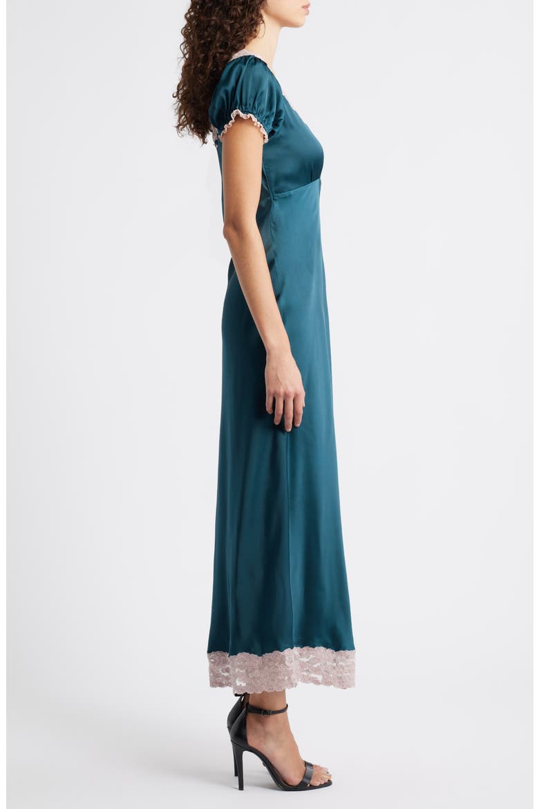 Taylis Lace Satin Maxi Dress, Alternate, color, EMERALD GREEN