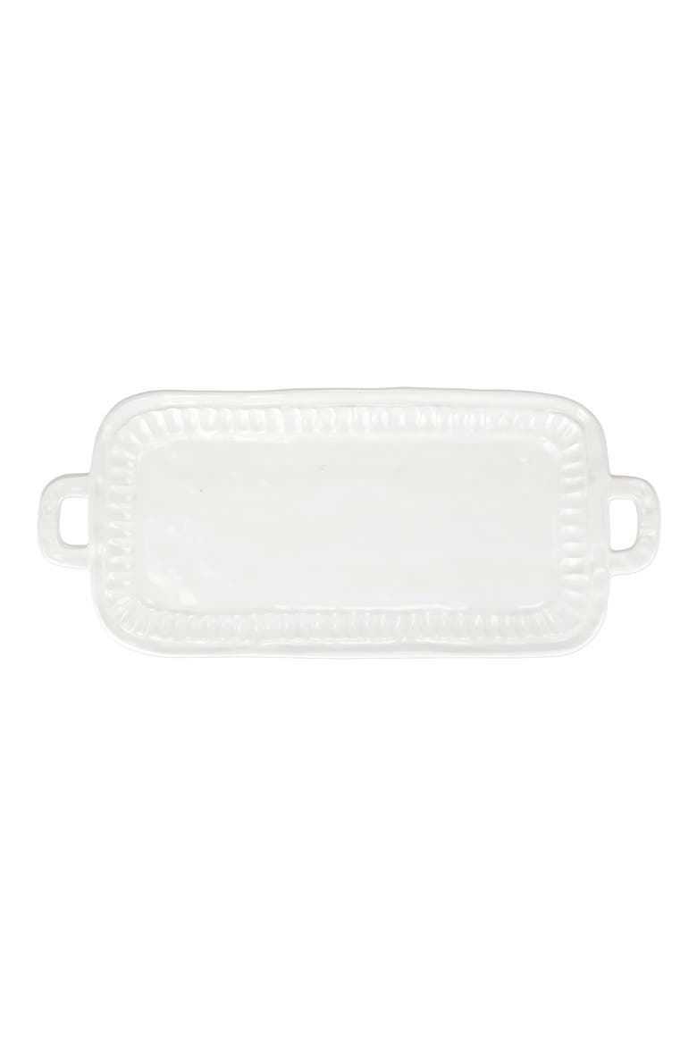 Pietra Serena Handled Rectangular Tray, Main, color, WHITE