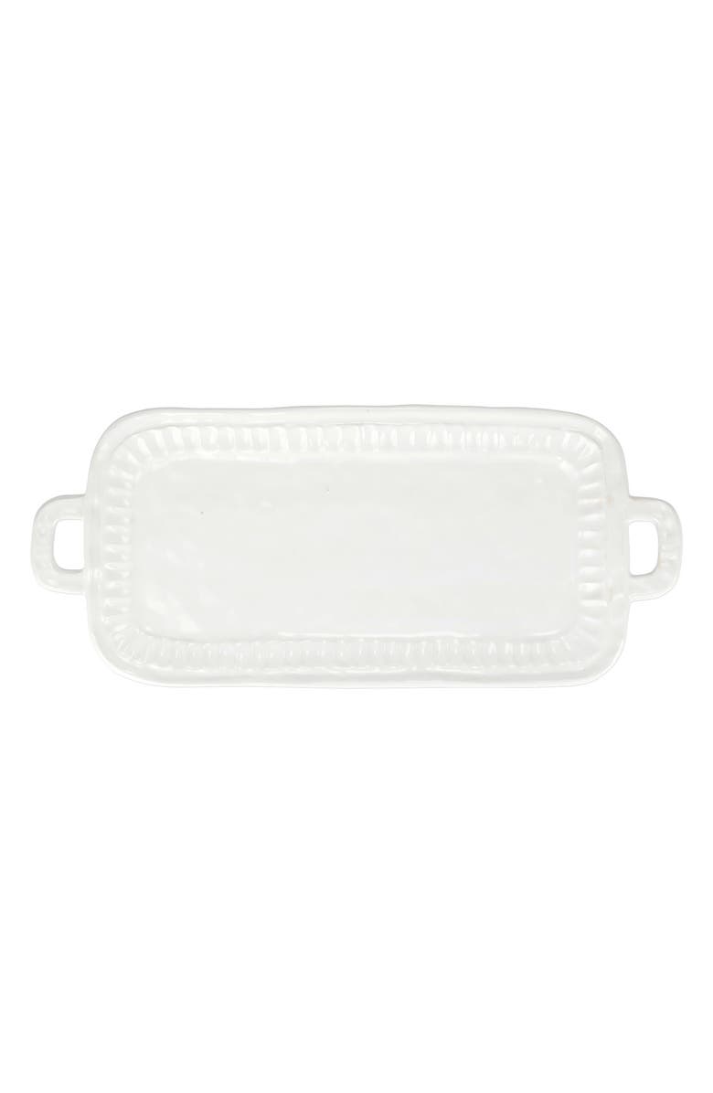 VIETRI Pietra Serena Handled Rectangular Tray, Main, color, White