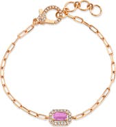 SHAY 18K Gold Diamond Halo Pink Sapphire Bracelet