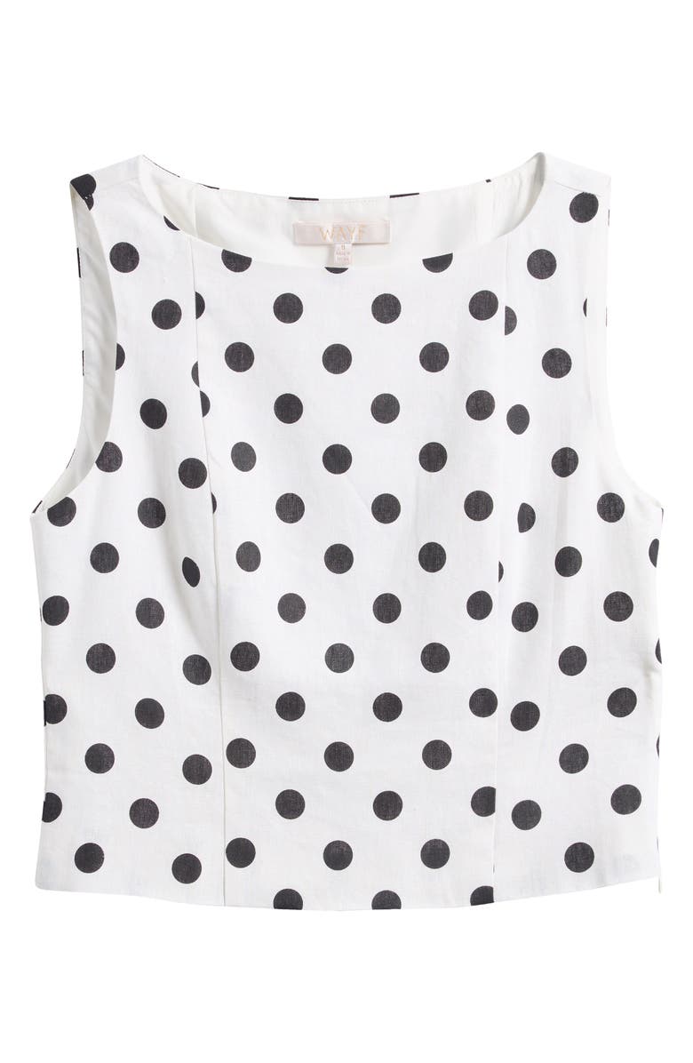 WAYF Elle Polka Dot Sleeveless Linen Blend Shell, Alternate, color, 