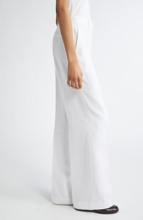 Lafayette 148 New York Sullivan Wide Leg Linen Pants In White