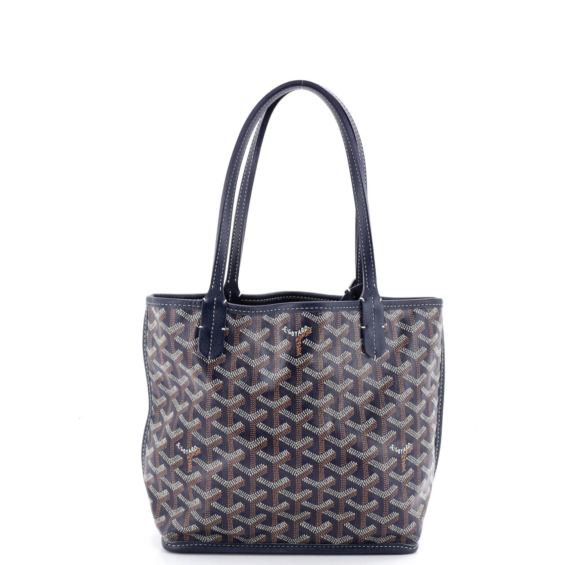 Pre-Owned Goyard Anjou Reversible Tote Coated Canvas Mini, Main, color, Blue
