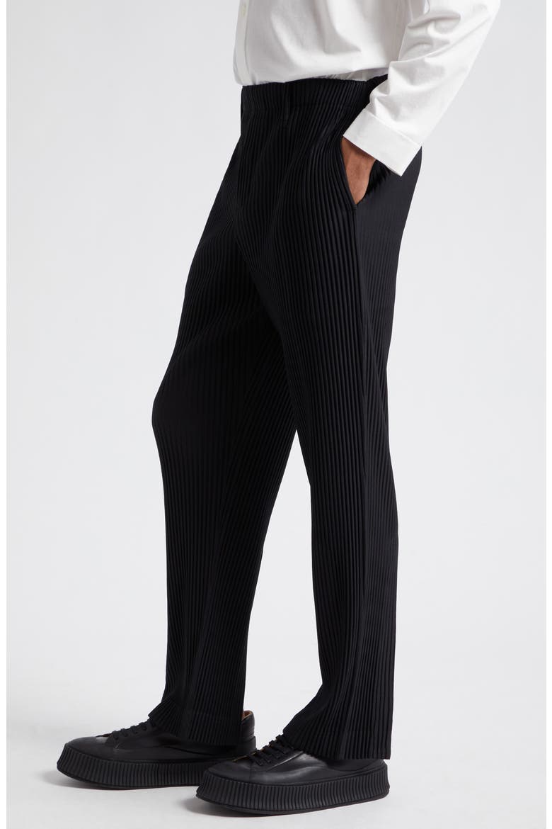 Pleated Tailored Straight Leg Pants, Alternate, color, BLACK