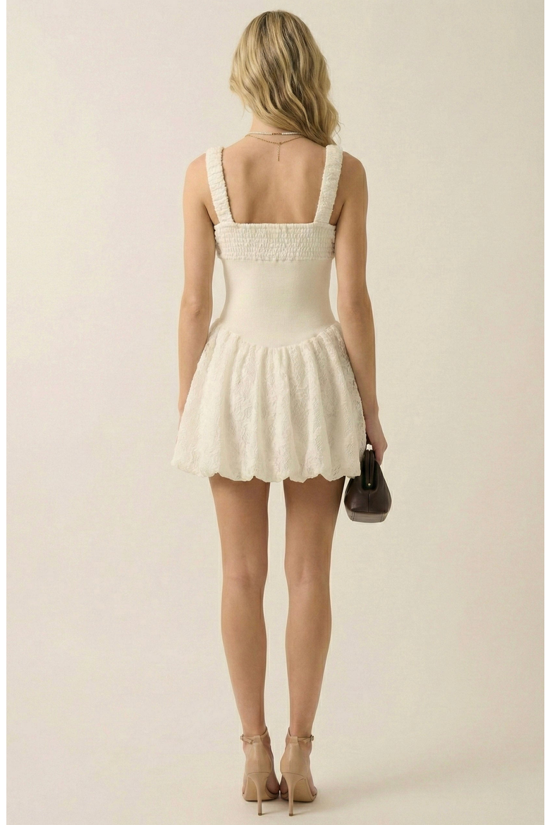 Boucle Knit Fit and Flare Mini Dress, Alternate, color, Ivory