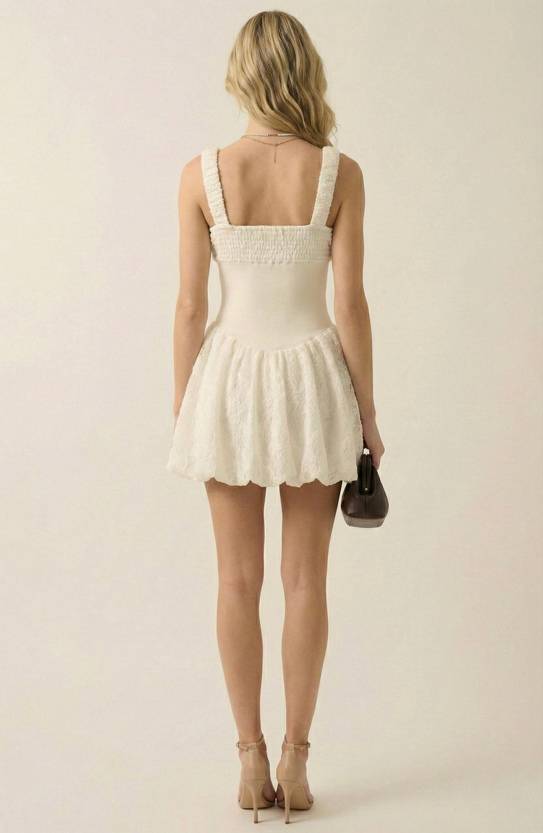 Modenaire Boucle Knit Fit and Flare Mini Dress, Alternate, color, Ivory