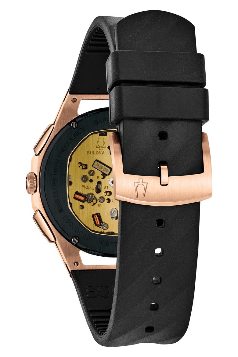 CURV Chronograph Rubber Strap Watch, 44mm, Alternate, color, BLACK