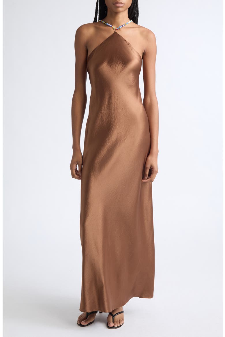 Cadence Halter Neck Gown, Main, color, CIGAR