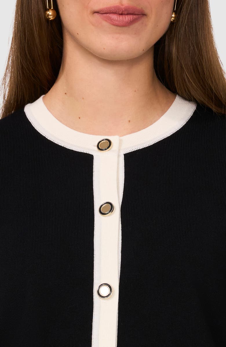 Halogen<sup>®</sup> Contrast Trim Cardigan, Alternate, color, Rich Black