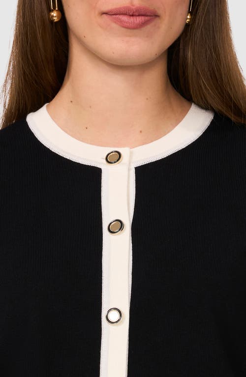 Halogenr Halogen(r) Contrast Trim Cardigan In Rich Black