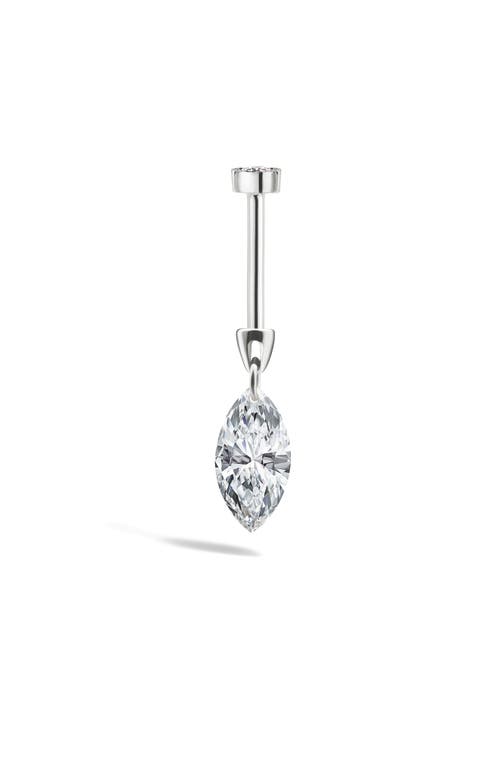 Maria Tash Floating Marquise Diamond Single Charm Threaded Stud Earring In White