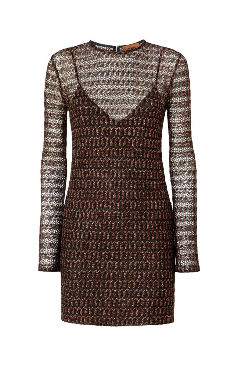 Missoni Lace Motif Viscose Crewneck Mini-dress, Alternate, color, Rust & Black