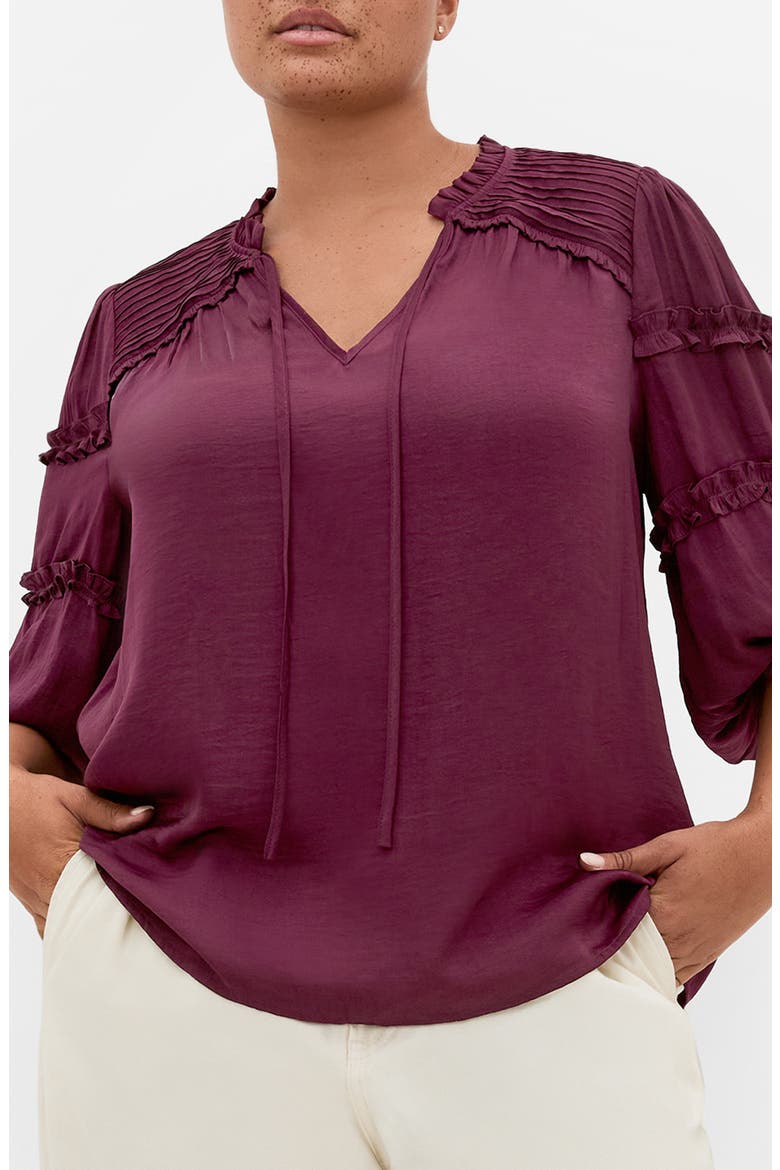 Drama Queen Ruffle Top, Main, color, POMEGRANATE