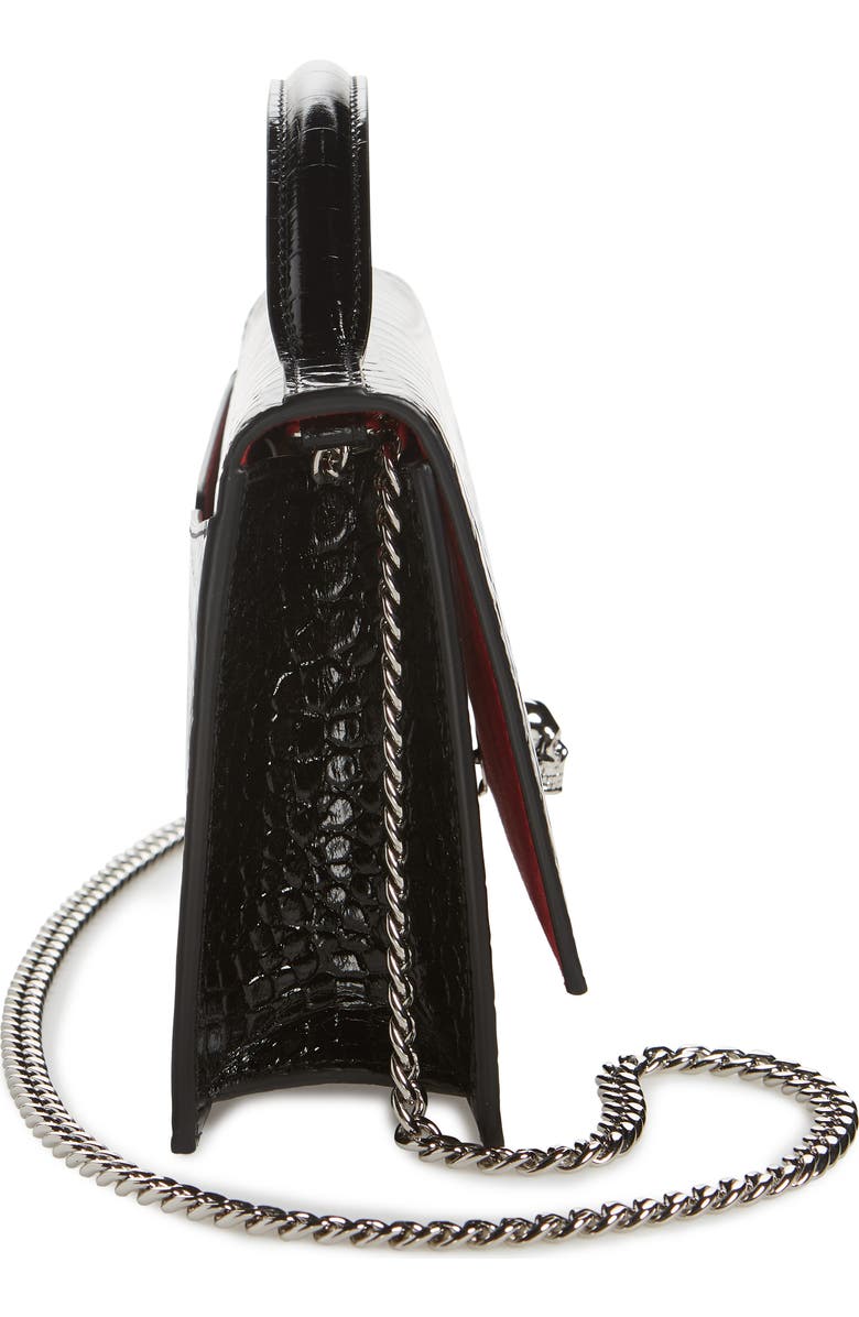 McQueen Medium Skull Croc Embossed Leather Top Handle Bag, Alternate, color, 1000 Black
