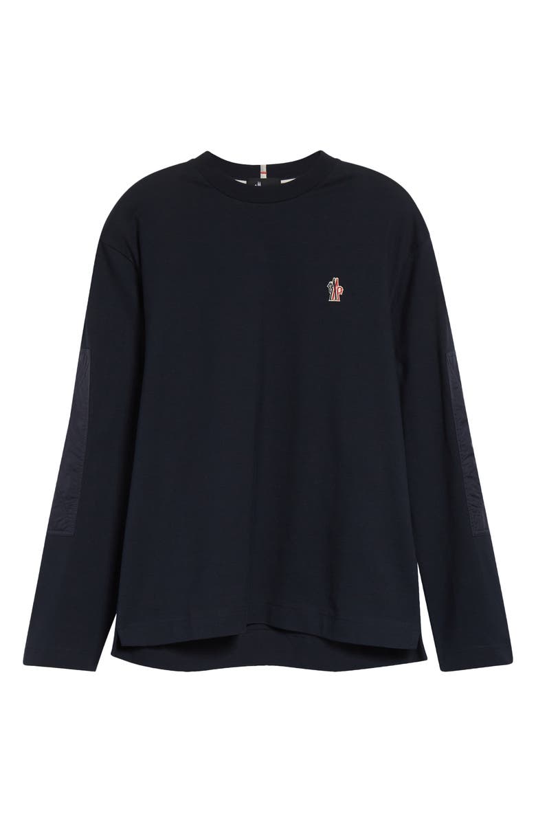 Moncler Long Sleeve Mixed Media T-Shirt, Alternate, color, Eclipse