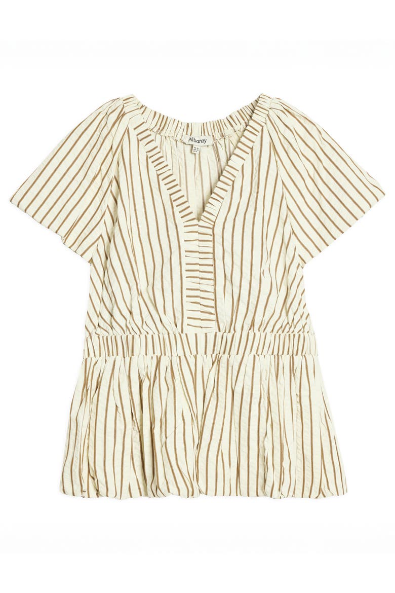 Stripe Cotton Bubble Hem Top, Alternate, color, Neutral