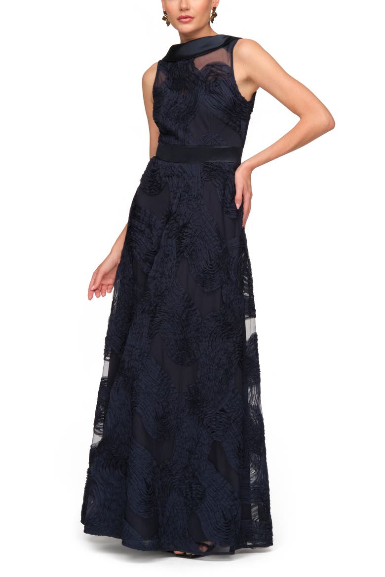 Anna Soutache A-Line Evening Gown, Alternate, color, NAVY
