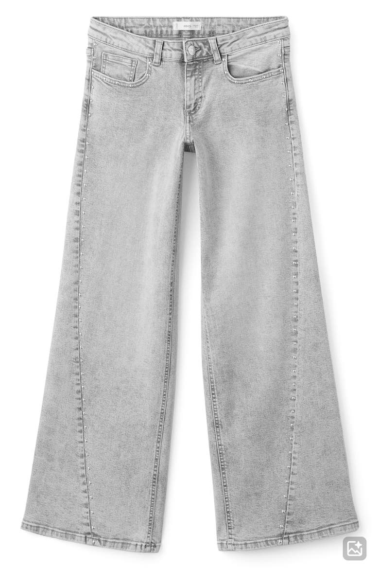 Stud Wide Leg Jeans, Alternate, color, LIGHT DENIM GREY
