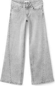 MANGO TEEN Stud Wide Leg Jeans