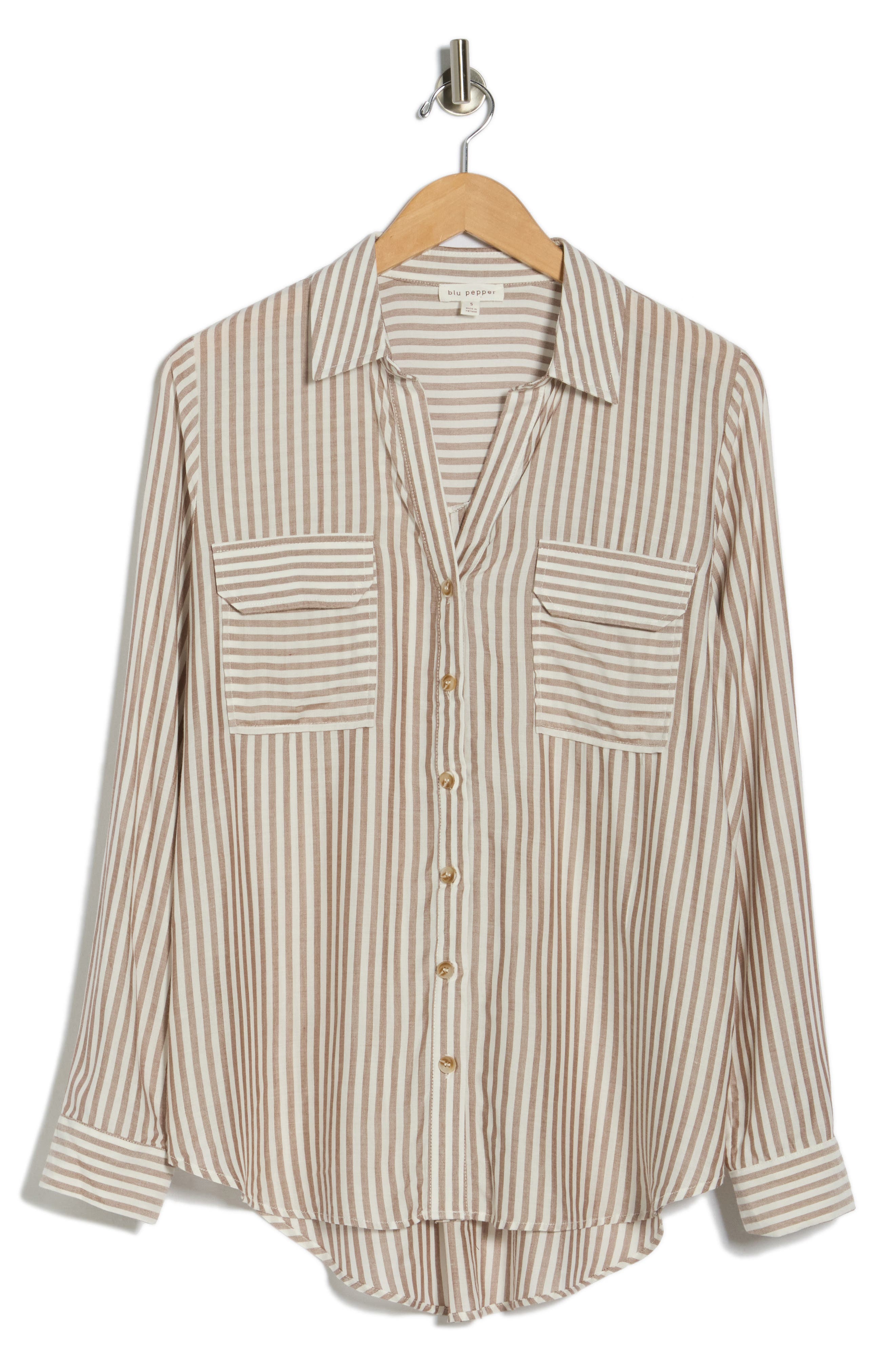 Blu Pepper Stripe Long Sleeve Button-Up Shirt