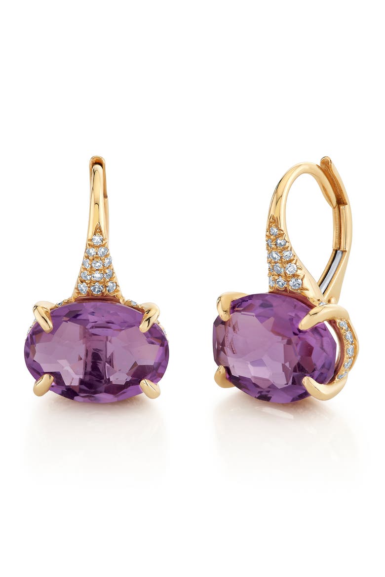 18K Gold Amethyst & Diamond Earrings, Main, color, GOLD/ AMETHYST