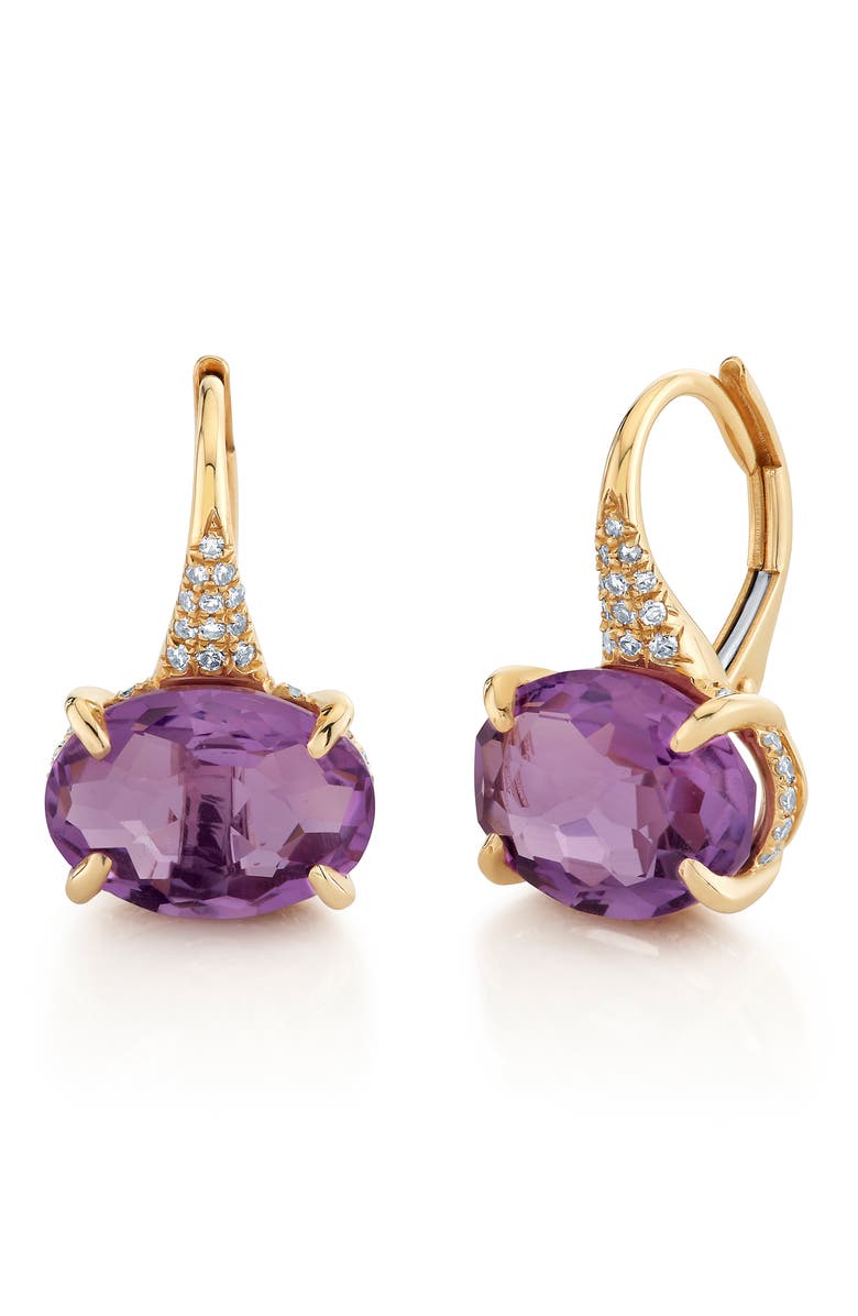 SHAY 18K Gold Amethyst & Diamond Earrings, Main, color, Gold/ Amethyst