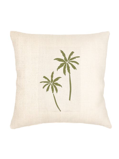 Anaya Palm Breeze Embroidered Linen Pillow With Down Alternative Insert In White