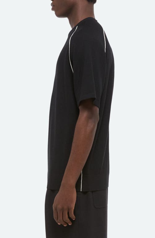Helmut Lang Contrast Piping Wool T-shirt In Black