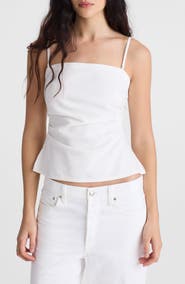 Madewell Ruched Square Neck Denim Tank