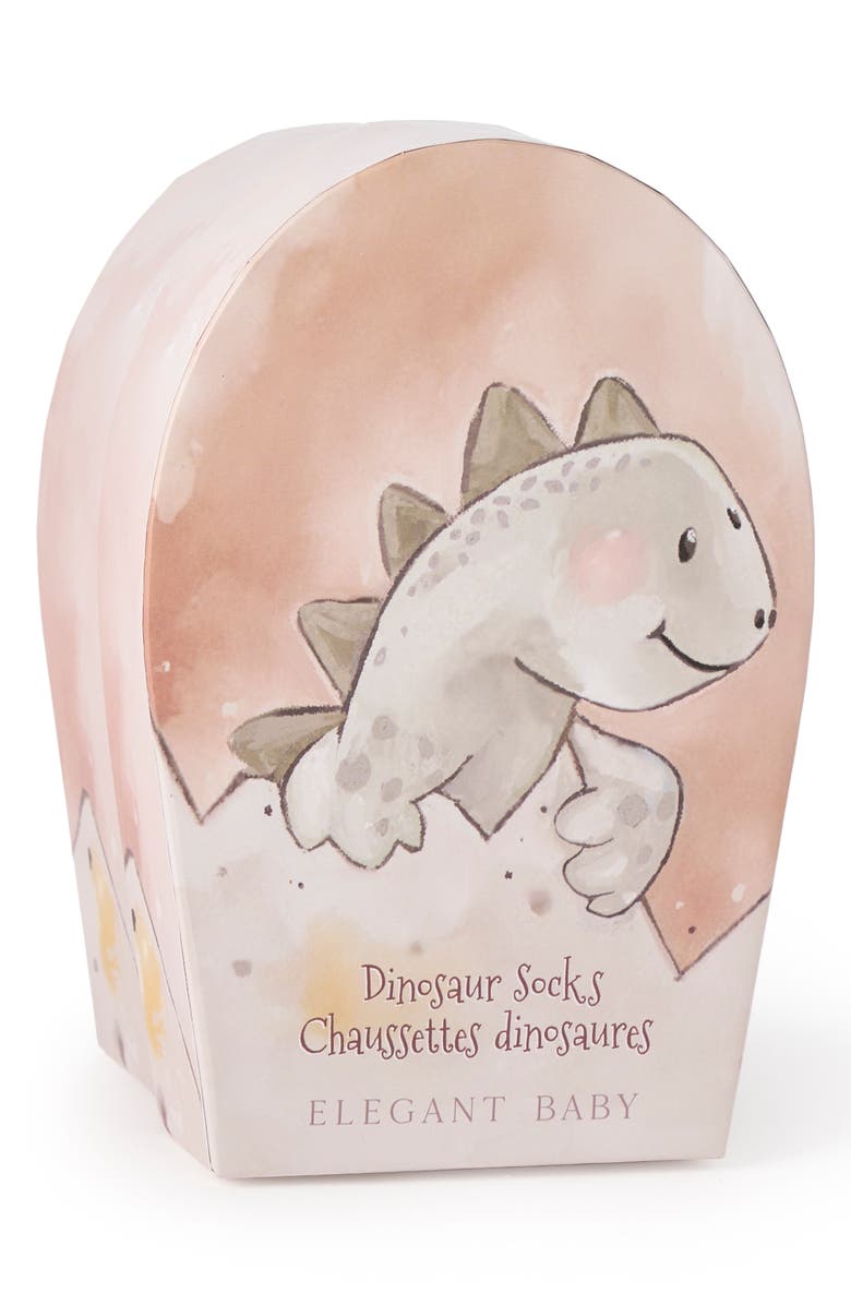 Elegant Baby Assorted 6-Pack Dino Socks Gift Box, Alternate, color, Brown Multi