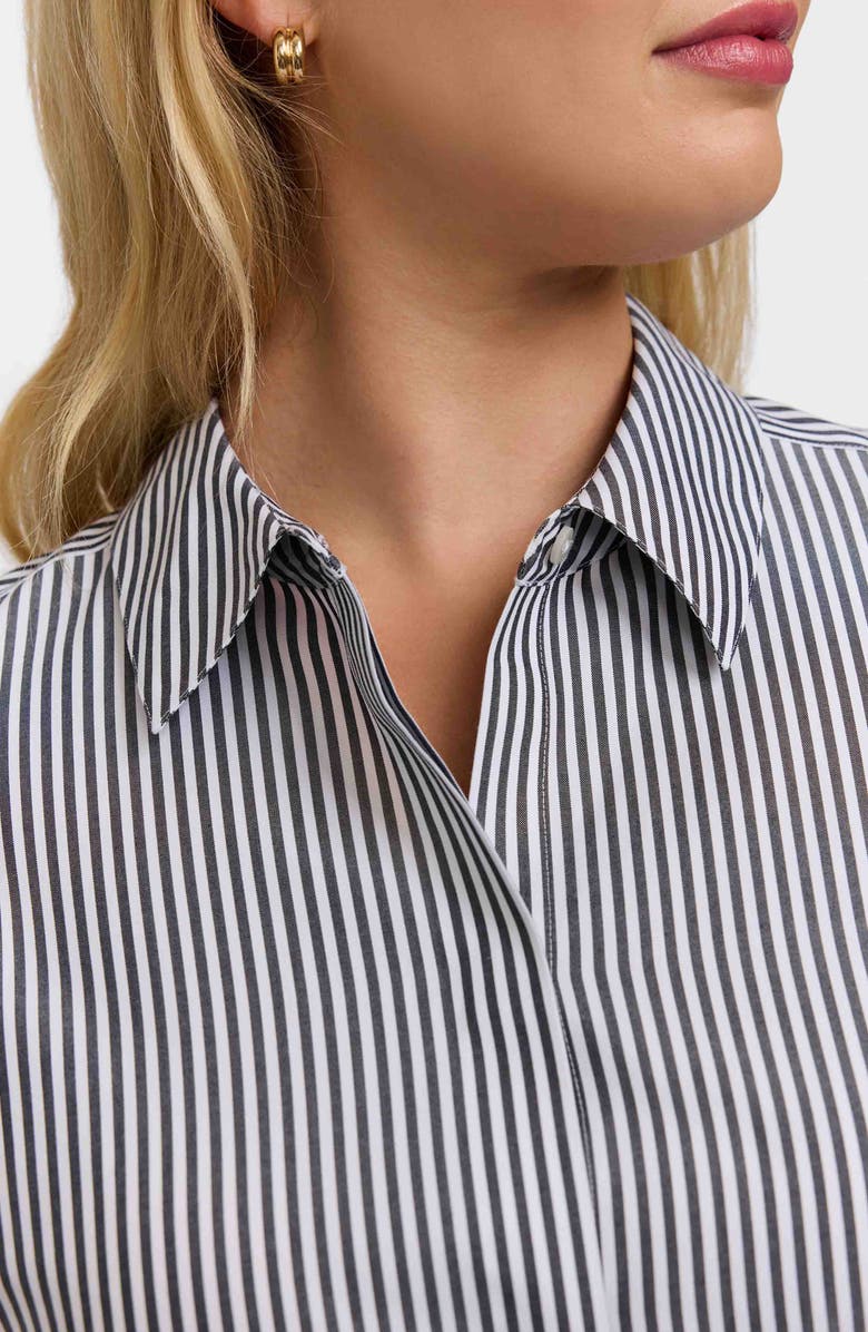 Foxcroft Cici Stripe Cotton Tunic Blouse, Alternate, color,