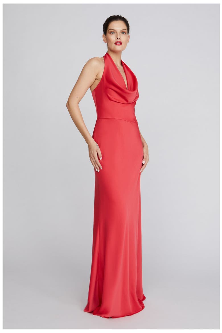 Marcheline Crepe Gown, Alternate, color, Sangria