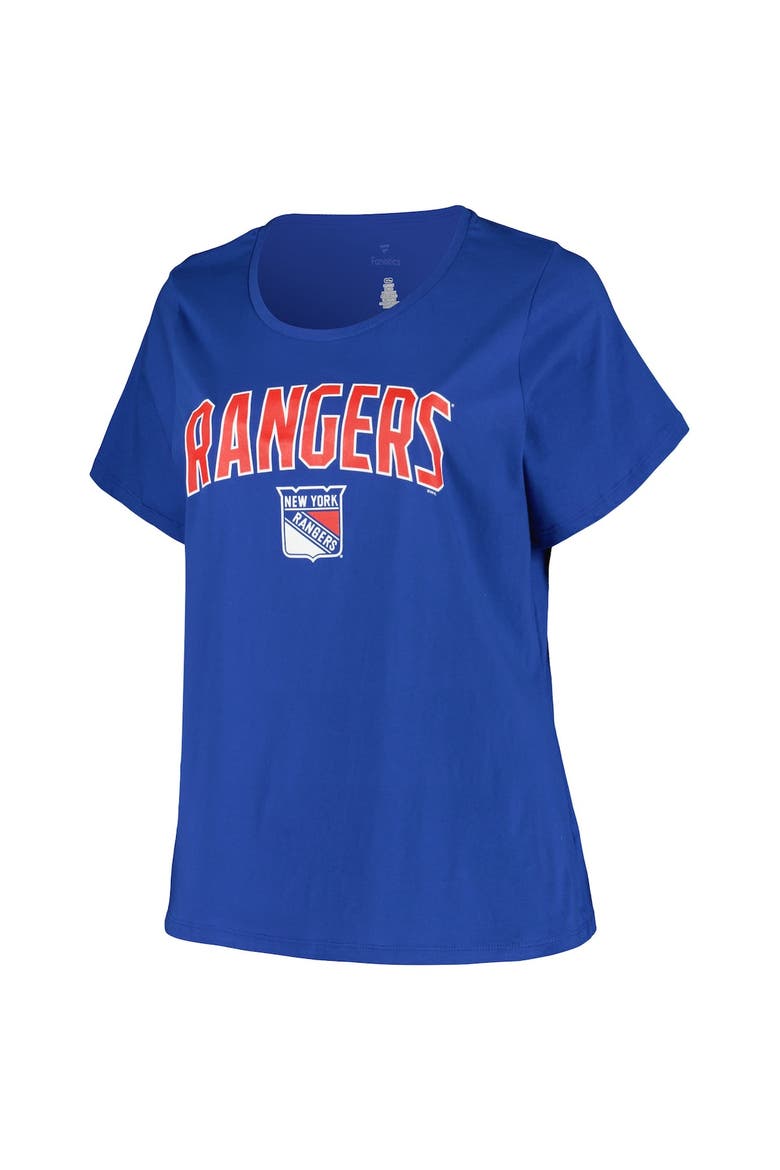 Women's Profile Blue New York Rangers Plus Size Arch Over Logo T-Shirt, Alternate, color, Blue