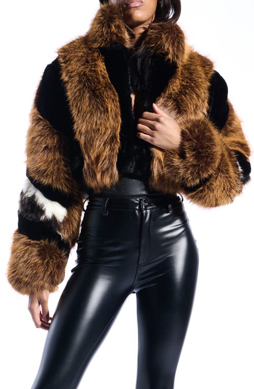 Azalea Wang Chiara Faux Fur Crop Jacket In Multi