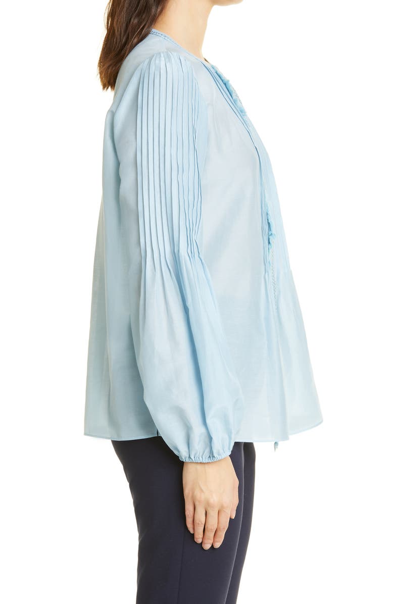 KOBI HALPERIN Sophie Pintuck Cotton & Silk Blouse, Alternate, color,