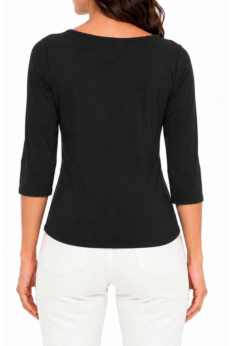 Tie Front V-Neck Top, Alternate, color, BLACK
