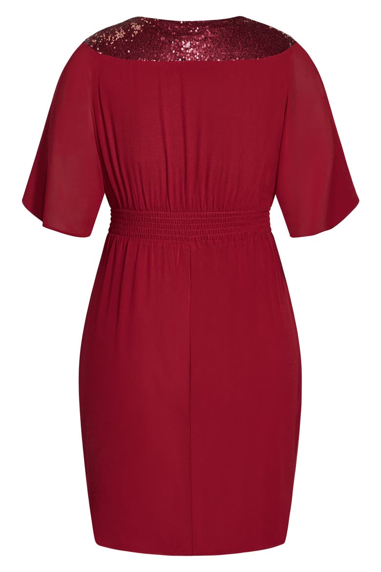 Sequin Wrap Front Dress, Alternate, color, CURRANT