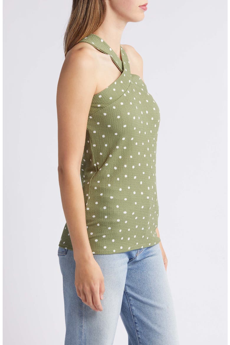 Polka Dot Halter Top, Alternate, color, SAGE