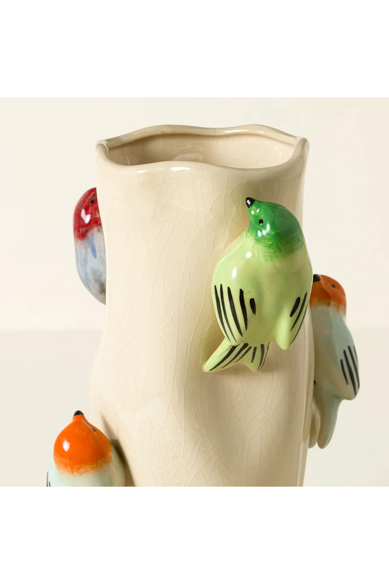 Birds on Log Vase by Country Originals, Alternate, color, Multi