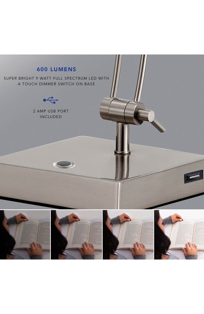 ADESSO LIGHTING Esquire LED Desk Lamp, Alternate, color, Brushed Steel