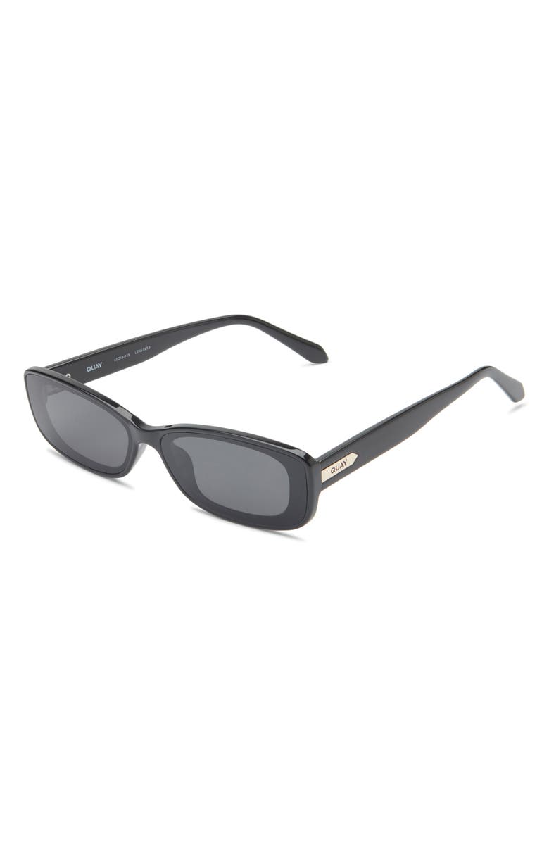 QUAY Vibe Check 62mm Polarized Small Square Sunglasses, Alternate, color, Black/ Black Polarized