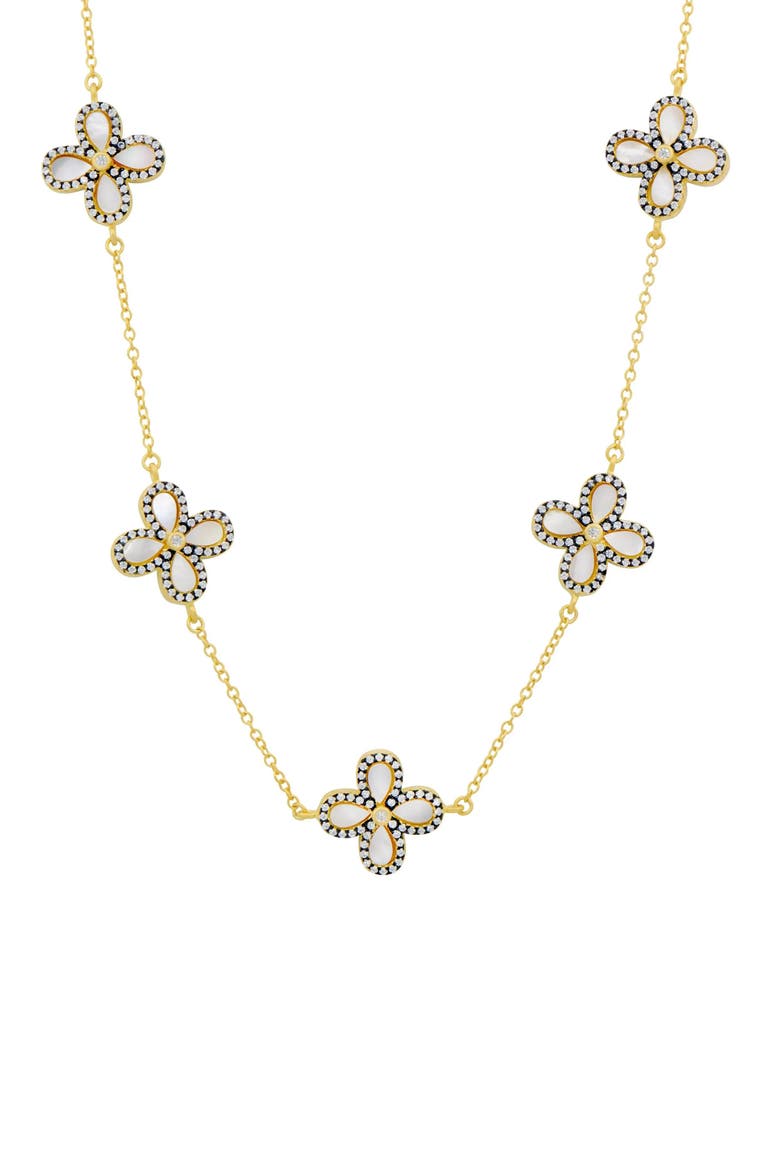 Blossoming Brilliance Short Pendant Necklace, Main, color, GOLD AND BLACK